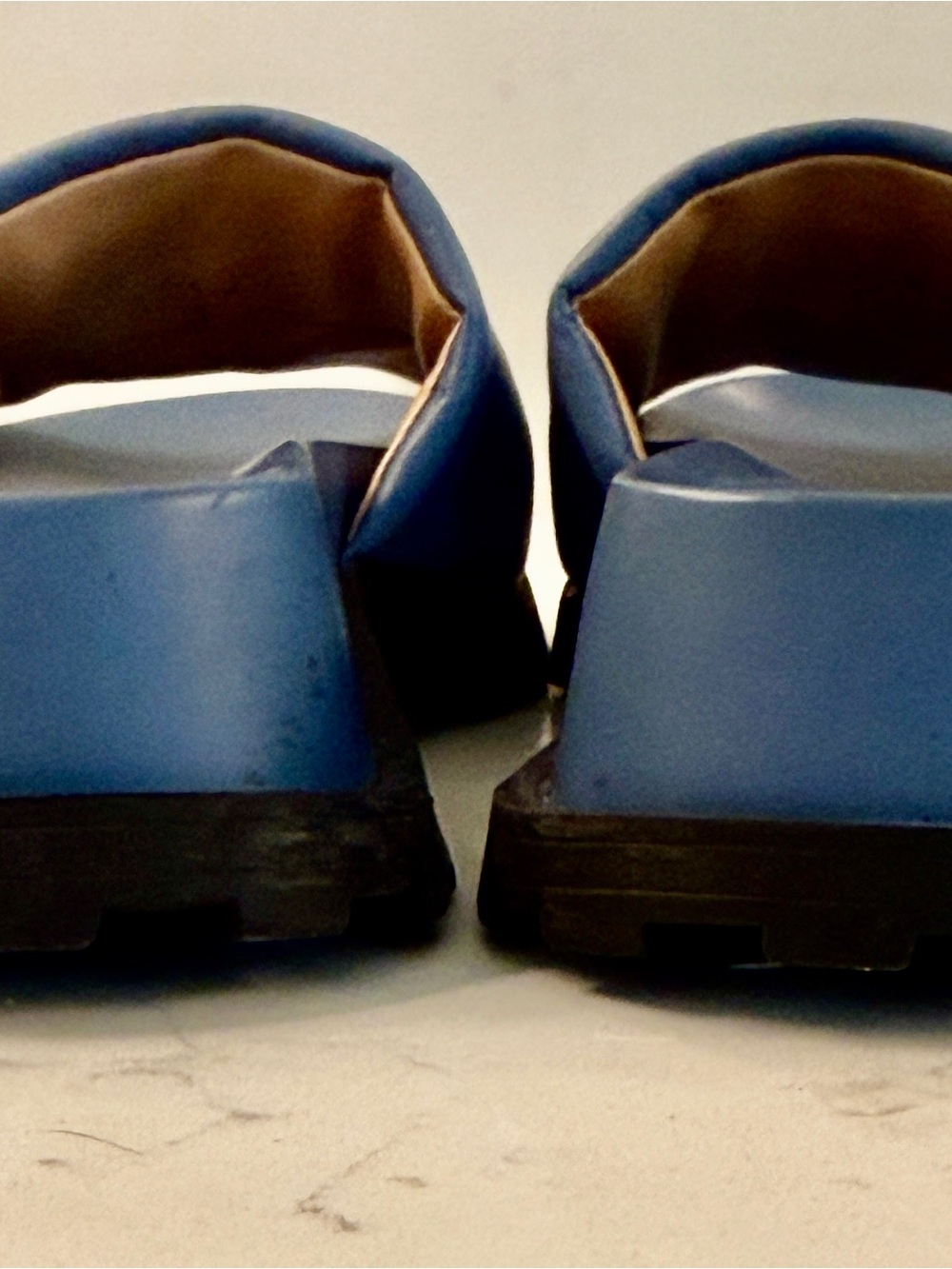 Women's Blue Slide Sandals with rubber lug outsole  worn once. - Picture 5 of 8